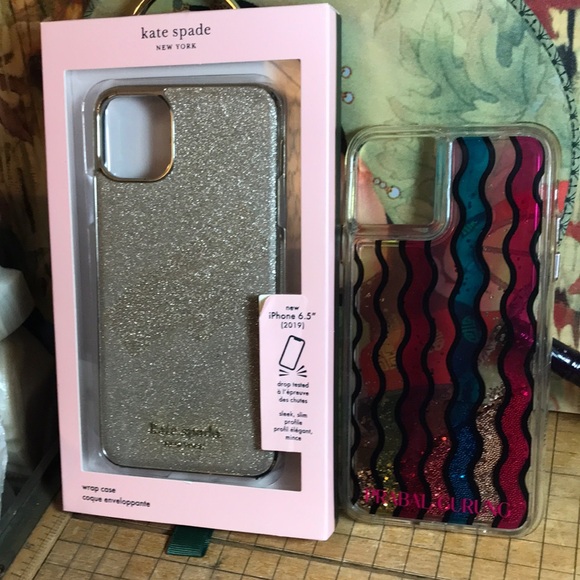 kate spade Silver Glitz 6.5”H iPhone 11 Pro Max GUC, Prabal Gurung Glitter Waves - Picture 4 of 13